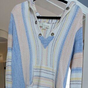 Vintage Havana Baja Hoodie Sweater – Pastel Stripe Pullover (M)